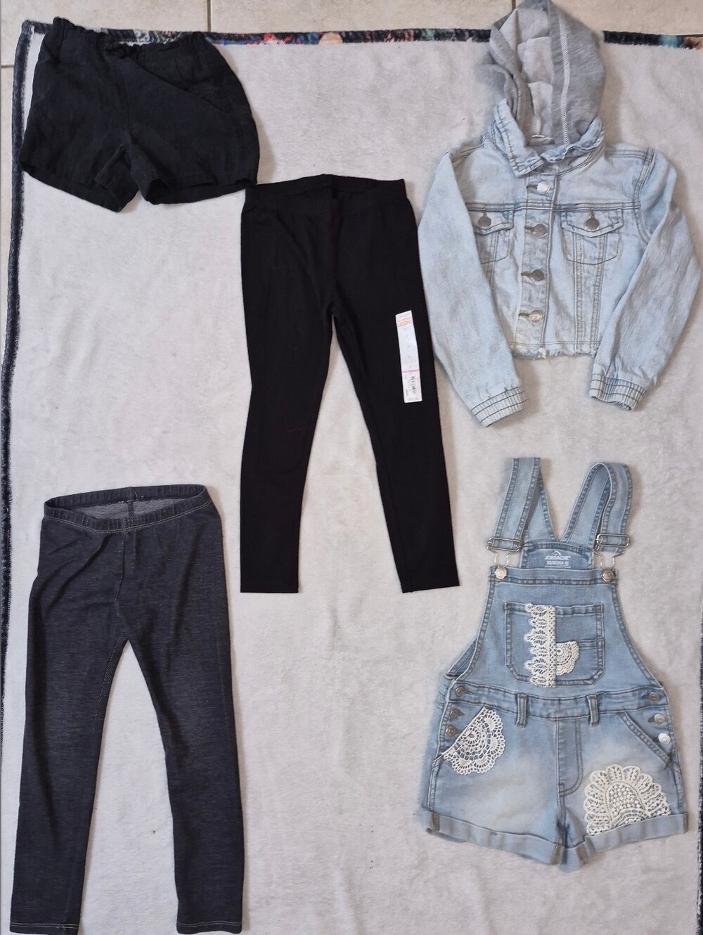 Girls Size 4/5 Summer Fall Bundle 5pc NWT Leggings Shortalls Jacket